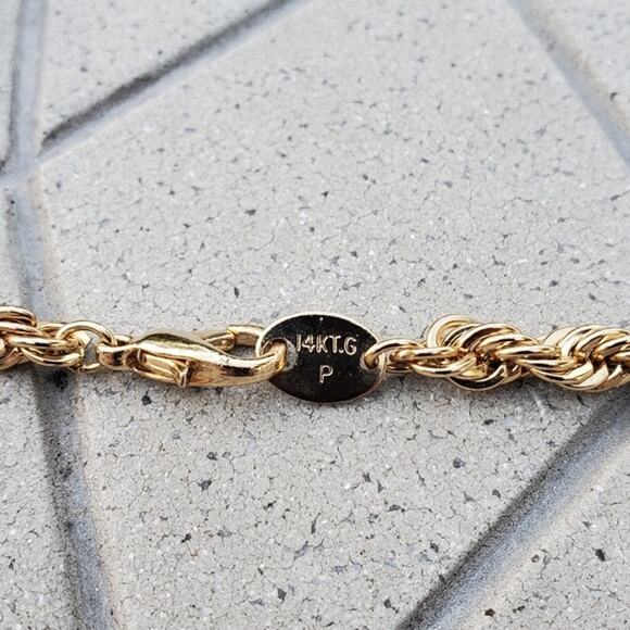 Vintage 14K Gold Plated Diamond Cut Rope Necklace Unisex - Picture 5 of 9